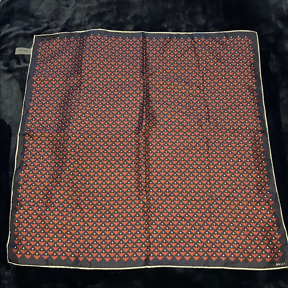Bally burgundy and Brown Geometric Scarf